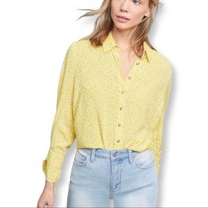 Maeve by Anthropologie Blithe Tie Sleeve Yellow Button Up Blouse Size 4 1004